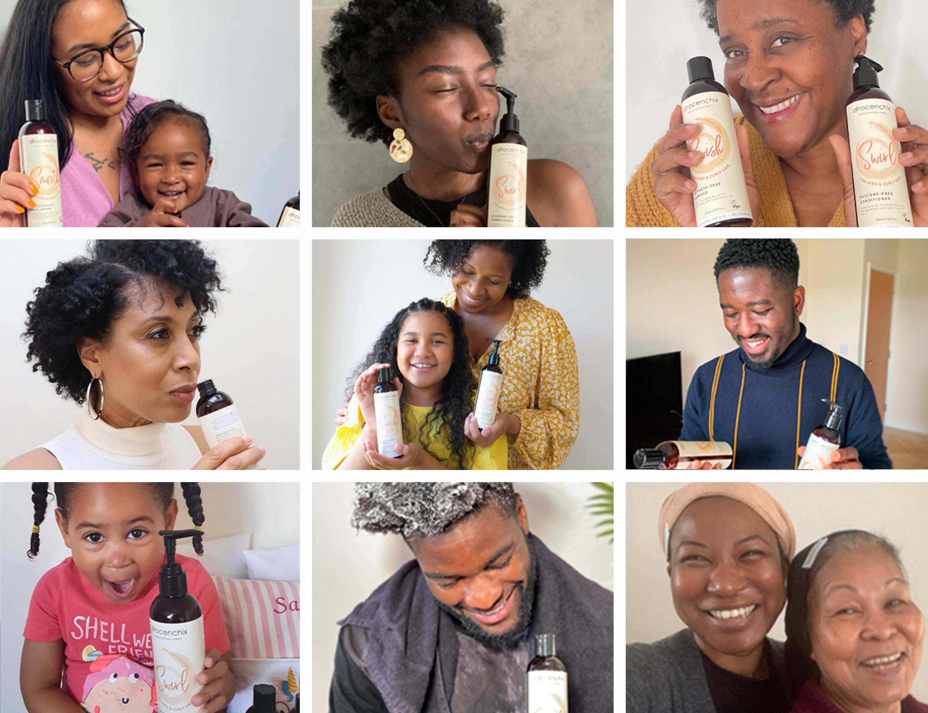 People with afro products