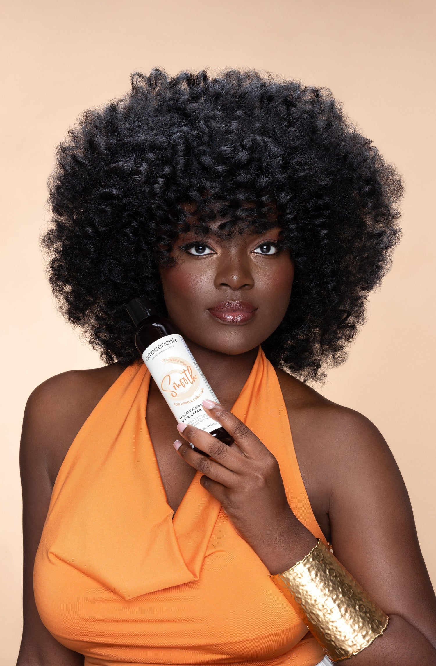 woman with smooth bottle