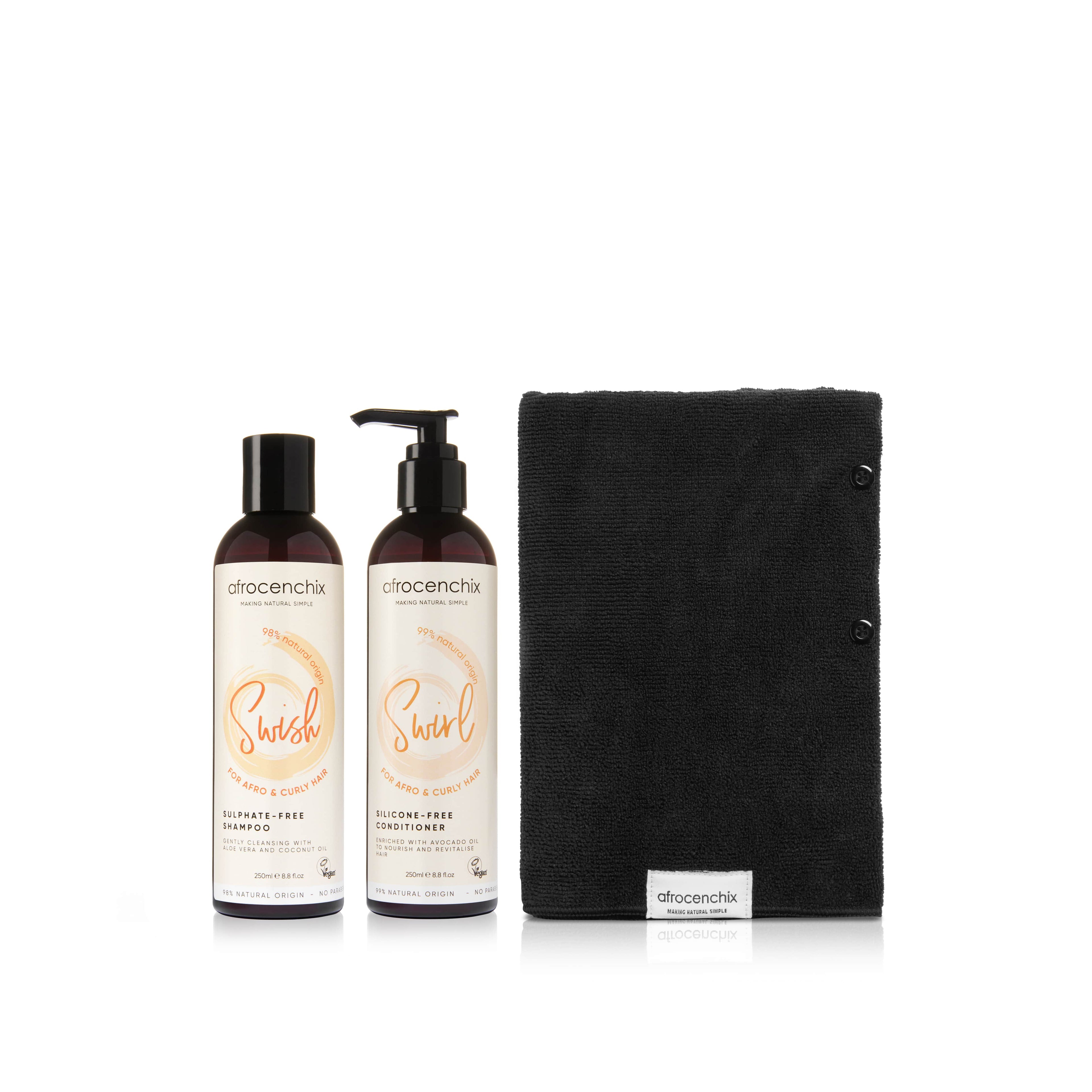 Afrocenchix Swish Swirl & Black Towel