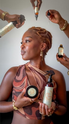 woman using afro products