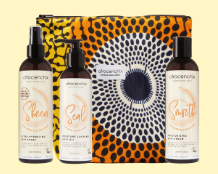 Set of hair care products with a decorative box featuring a sunflower design.