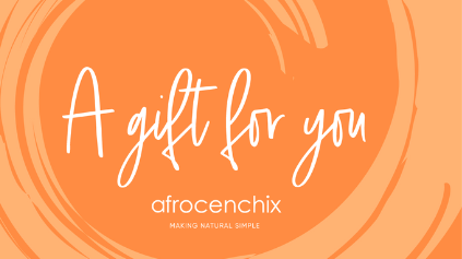 Orange background with 'A gift for you' text and 'afrocenchix' logo